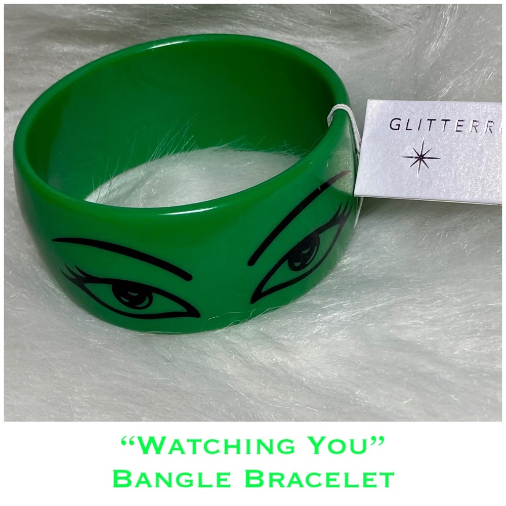 Watching You Green Bangle Bracelet by Glitterrings NWT
